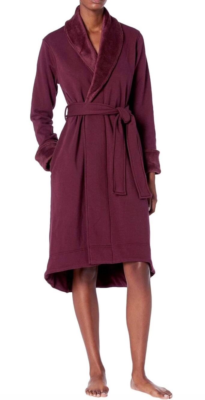 UGG Duffield II Cotton Blend Midi Length Robe in Wild Grape Size XL